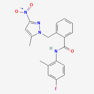 N-(4-fluoro-2-methylphenyl)-2-[(5-methyl-3-nitro-1H-pyrazol-1-yl)methyl]benzamide