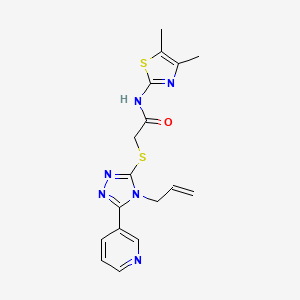 molecular formula C17H18N6OS2 B4742020 N-(4,5-dimethyl-1,3-thiazol-2-yl)-2-{[4-(prop-2-en-1-yl)-5-(pyridin-3-yl)-4H-1,2,4-triazol-3-yl]sulfanyl}acetamide 