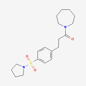 molecular formula C19H28N2O3S B4742023 1-{3-[4-(1-pyrrolidinylsulfonyl)phenyl]propanoyl}azepane 