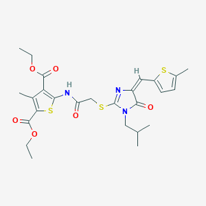 diethyl 5-{[({1-isobutyl-4-[(5-methyl-2-thienyl)methylene]-5-oxo-4,5-dihydro-1H-imidazol-2-yl}thio)acetyl]amino}-3-methyl-2,4-thiophenedicarboxylate