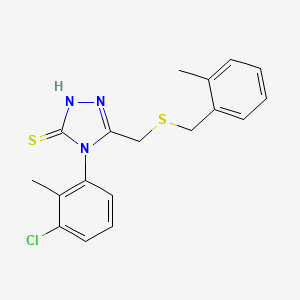 molecular formula C18H18ClN3S2 B4742084 4-(3-chloro-2-methylphenyl)-5-{[(2-methylbenzyl)thio]methyl}-4H-1,2,4-triazole-3-thiol 