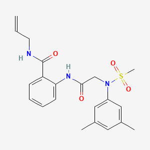 molecular formula C21H25N3O4S B4742100 N-allyl-2-{[N-(3,5-dimethylphenyl)-N-(methylsulfonyl)glycyl]amino}benzamide 