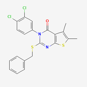 molecular formula C21H16Cl2N2OS2 B4742205 2-(benzylthio)-3-(3,4-dichlorophenyl)-5,6-dimethylthieno[2,3-d]pyrimidin-4(3H)-one 