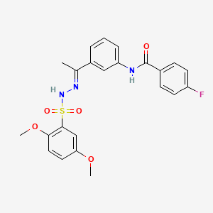 N-(3-{N-[(2,5-dimethoxyphenyl)sulfonyl]ethanehydrazonoyl}phenyl)-4-fluorobenzamide