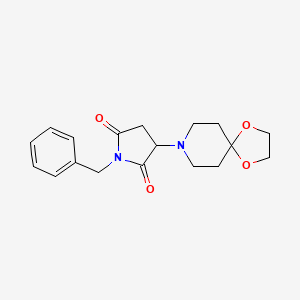 molecular formula C18H22N2O4 B4742299 1-benzyl-3-(1,4-dioxa-8-azaspiro[4.5]dec-8-yl)-2,5-pyrrolidinedione 