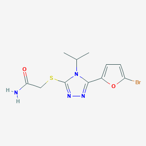 molecular formula C11H13BrN4O2S B4742308 2-{[5-(5-bromo-2-furyl)-4-isopropyl-4H-1,2,4-triazol-3-yl]thio}acetamide 