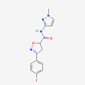 molecular formula C14H13FN4O2 B4742373 3-(4-fluorophenyl)-N-(1-methyl-1H-pyrazol-3-yl)-4,5-dihydro-5-isoxazolecarboxamide 