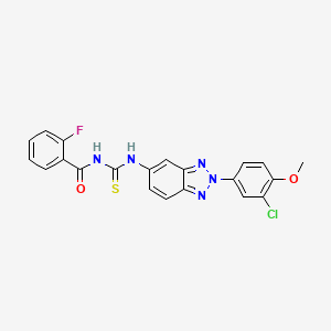 molecular formula C21H15ClFN5O2S B4742484 N-({[2-(3-chloro-4-methoxyphenyl)-2H-1,2,3-benzotriazol-5-yl]amino}carbonothioyl)-2-fluorobenzamide 