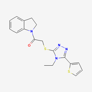 molecular formula C18H18N4OS2 B4742509 1-({[4-ethyl-5-(2-thienyl)-4H-1,2,4-triazol-3-yl]thio}acetyl)indoline 