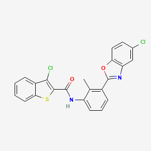 molecular formula C23H14Cl2N2O2S B4742571 3-chloro-N-[3-(5-chloro-1,3-benzoxazol-2-yl)-2-methylphenyl]-1-benzothiophene-2-carboxamide 