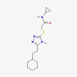 molecular formula C16H26N4OS B4742582 2-{[5-(2-cyclohexylethyl)-4-methyl-4H-1,2,4-triazol-3-yl]thio}-N-cyclopropylacetamide 