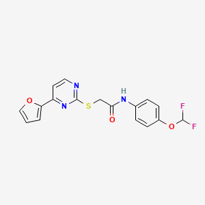 molecular formula C17H13F2N3O3S B4742630 N-[4-(difluoromethoxy)phenyl]-2-{[4-(2-furyl)-2-pyrimidinyl]thio}acetamide 