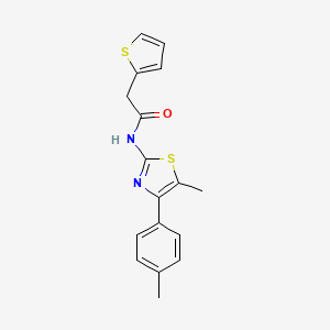 molecular formula C17H16N2OS2 B4742709 N-[5-METHYL-4-(4-METHYLPHENYL)-13-THIAZOL-2-YL]-2-(THIOPHEN-2-YL)ACETAMIDE 