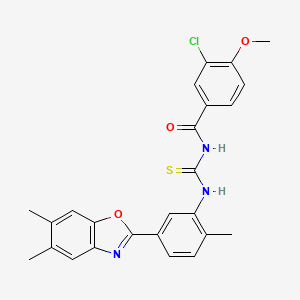 molecular formula C25H22ClN3O3S B4742893 3-chloro-N-({[5-(5,6-dimethyl-1,3-benzoxazol-2-yl)-2-methylphenyl]amino}carbonothioyl)-4-methoxybenzamide 