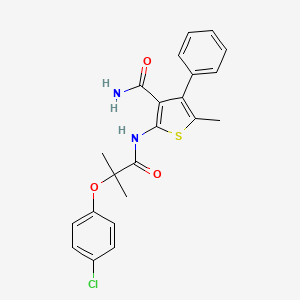 molecular formula C22H21ClN2O3S B4742896 2-{[2-(4-chlorophenoxy)-2-methylpropanoyl]amino}-5-methyl-4-phenyl-3-thiophenecarboxamide 