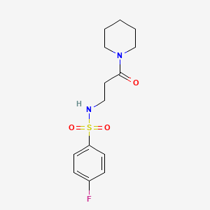 4-fluoro-N-[3-oxo-3-(1-piperidinyl)propyl]benzenesulfonamide