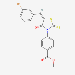 molecular formula C18H12BrNO3S2 B4743023 methyl 4-[(5E)-5-(3-bromobenzylidene)-4-oxo-2-thioxo-1,3-thiazolidin-3-yl]benzoate 