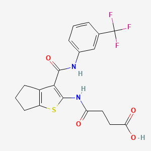 4-OXO-4-[(3-{[3-(TRIFLUOROMETHYL)ANILINO]CARBONYL}-5,6-DIHYDRO-4H-CYCLOPENTA[B]THIOPHEN-2-YL)AMINO]BUTANOIC ACID