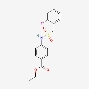 molecular formula C16H16FNO4S B4743168 ethyl 4-{[(2-fluorobenzyl)sulfonyl]amino}benzoate 