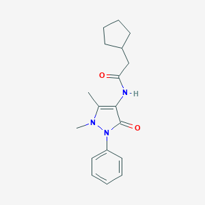 molecular formula C18H23N3O2 B474339 2-cyclopentyl-N-(1,5-dimethyl-3-oxo-2-phenyl-2,3-dihydro-1H-pyrazol-4-yl)acetamide CAS No. 923556-33-6