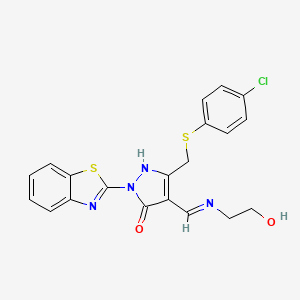 2-(1,3-benzothiazol-2-yl)-5-{[(4-chlorophenyl)thio]methyl}-4-{[(2-hydroxyethyl)amino]methylene}-2,4-dihydro-3H-pyrazol-3-one