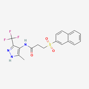 N-[5-methyl-3-(trifluoromethyl)-1H-pyrazol-4-yl]-3-(2-naphthylsulfonyl)propanamide