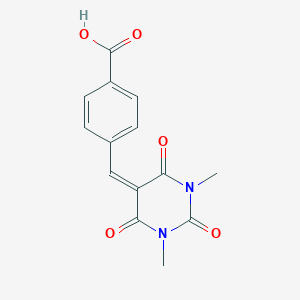 molecular formula C14H12N2O5 B474355 4-(1,3-Dimethyl-2,4,6-trioxo-tetrahydro-pyrimidin-5-ylidenemethyl)-benzoic acid CAS No. 340317-72-8