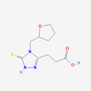 molecular formula C10H15N3O3S B4743651 3-[5-mercapto-4-(tetrahydro-2-furanylmethyl)-4H-1,2,4-triazol-3-yl]propanoic acid 