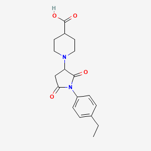 molecular formula C18H22N2O4 B4743663 1-[1-(4-ethylphenyl)-2,5-dioxo-3-pyrrolidinyl]-4-piperidinecarboxylic acid 