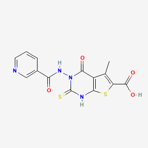 2-mercapto-5-methyl-4-oxo-3-[(3-pyridinylcarbonyl)amino]-3,4-dihydrothieno[2,3-d]pyrimidine-6-carboxylic acid