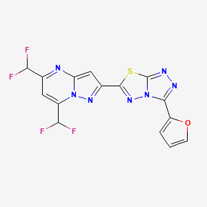 6-[5,7-BIS(DIFLUOROMETHYL)PYRAZOLO[1,5-A]PYRIMIDIN-2-YL]-3-(2-FURYL)[1,2,4]TRIAZOLO[3,4-B][1,3,4]THIADIAZOLE