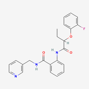 molecular formula C23H22FN3O3 B4743778 2-{[2-(2-fluorophenoxy)butanoyl]amino}-N-(3-pyridinylmethyl)benzamide 