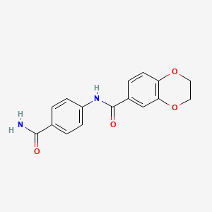 molecular formula C16H14N2O4 B4743791 N-[4-(aminocarbonyl)phenyl]-2,3-dihydro-1,4-benzodioxine-6-carboxamide 