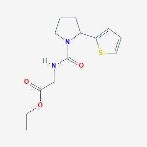 molecular formula C13H18N2O3S B4743800 ethyl N-{[2-(2-thienyl)-1-pyrrolidinyl]carbonyl}glycinate 