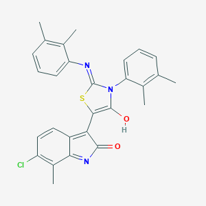 6-chloro-3-{3-(2,3-dimethylphenyl)-2-[(2,3-dimethylphenyl)imino]-4-oxo-1,3-thiazolidin-5-ylidene}-7-methyl-1,3-dihydro-2H-indol-2-one