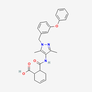 molecular formula C26H27N3O4 B4743864 6-({[3,5-dimethyl-1-(3-phenoxybenzyl)-1H-pyrazol-4-yl]amino}carbonyl)-3-cyclohexene-1-carboxylic acid 