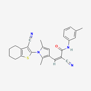 molecular formula C26H24N4OS B4743897 2-cyano-3-[1-(3-cyano-4,5,6,7-tetrahydro-1-benzothien-2-yl)-2,5-dimethyl-1H-pyrrol-3-yl]-N-(3-methylphenyl)acrylamide 