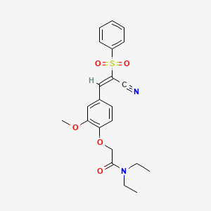 molecular formula C22H24N2O5S B4743939 2-{4-[2-cyano-2-(phenylsulfonyl)vinyl]-2-methoxyphenoxy}-N,N-diethylacetamide 