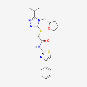 molecular formula C21H25N5O2S2 B4744000 2-{[5-isopropyl-4-(tetrahydro-2-furanylmethyl)-4H-1,2,4-triazol-3-yl]thio}-N-(4-phenyl-1,3-thiazol-2-yl)acetamide 