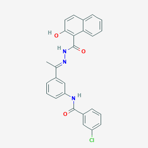 3-chloro-N-{3-[N-(2-hydroxy-1-naphthoyl)ethanehydrazonoyl]phenyl}benzamide