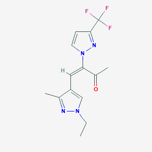 molecular formula C14H15F3N4O B4744062 4-(1-ethyl-3-methyl-1H-pyrazol-4-yl)-3-[3-(trifluoromethyl)-1H-pyrazol-1-yl]-3-buten-2-one 