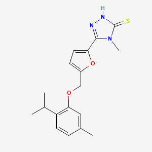 molecular formula C18H21N3O2S B4744179 5-{5-[(2-isopropyl-5-methylphenoxy)methyl]-2-furyl}-4-methyl-4H-1,2,4-triazole-3-thiol 