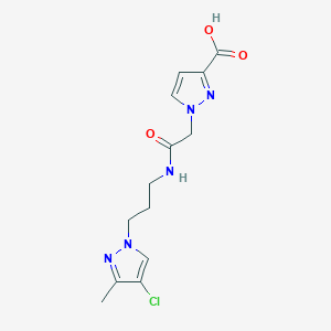 molecular formula C13H16ClN5O3 B4744247 1-(2-{[3-(4-chloro-3-methyl-1H-pyrazol-1-yl)propyl]amino}-2-oxoethyl)-1H-pyrazole-3-carboxylic acid 