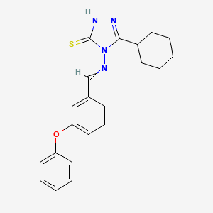 molecular formula C21H22N4OS B4744258 5-cyclohexyl-4-[(3-phenoxybenzylidene)amino]-4H-1,2,4-triazole-3-thiol 