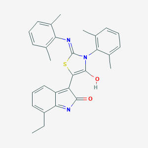 molecular formula C29H27N3O2S B474426 3-{3-(2,6-dimethylphenyl)-2-[(2,6-dimethylphenyl)imino]-4-oxo-1,3-thiazolidin-5-ylidene}-7-ethyl-1,3-dihydro-2H-indol-2-one 