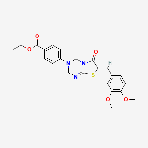 ethyl 4-[7-(3,4-dimethoxybenzylidene)-6-oxo-6,7-dihydro-2H-[1,3]thiazolo[3,2-a][1,3,5]triazin-3(4H)-yl]benzoate