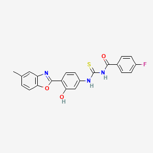 molecular formula C22H16FN3O3S B4744413 4-fluoro-N-({[3-hydroxy-4-(5-methyl-1,3-benzoxazol-2-yl)phenyl]amino}carbonothioyl)benzamide 