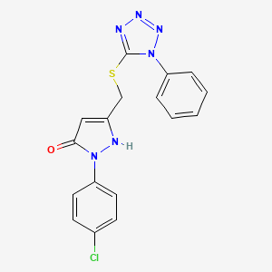 1-(4-chlorophenyl)-3-{[(1-phenyl-1H-tetrazol-5-yl)thio]methyl}-1H-pyrazol-5-ol