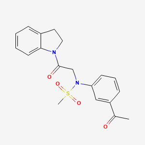 molecular formula C19H20N2O4S B4744458 N-(3-acetylphenyl)-N-[2-(2,3-dihydro-1H-indol-1-yl)-2-oxoethyl]methanesulfonamide 