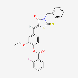 4-[(3-benzyl-4-oxo-2-thioxo-1,3-thiazolidin-5-ylidene)methyl]-2-ethoxyphenyl 2-fluorobenzoate